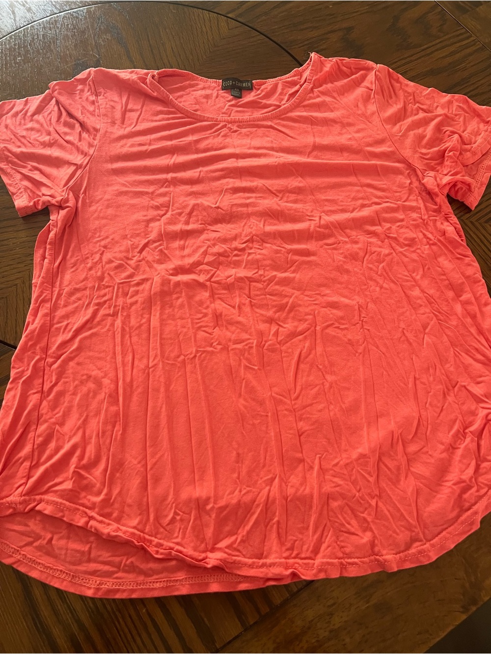 Coco + Carmen Peach Solid Knit Scoop Neck Short Sleeve T-Shirt Women’s XS # 547